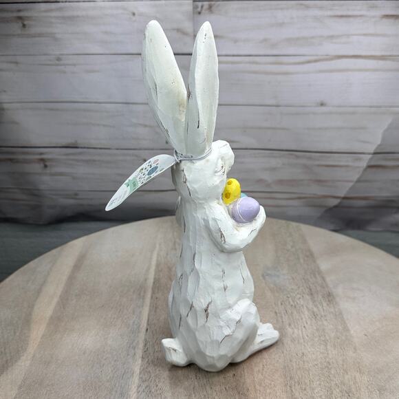 Bunny Boulevard Easter Bunny Rabbit Holding Easter Eggs Resin Figurine Statue - Picture 6 of 11